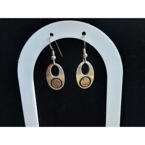 VTG M.M. Rogers & Jimmy Secatero Sterling Silver 14K Gold Navajo Dangle Earrings